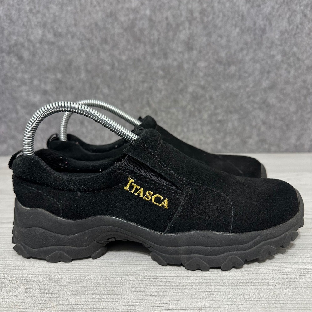 Itasca Excursion Black Suede Slip On Comfort Loafers Women‎ Size 8